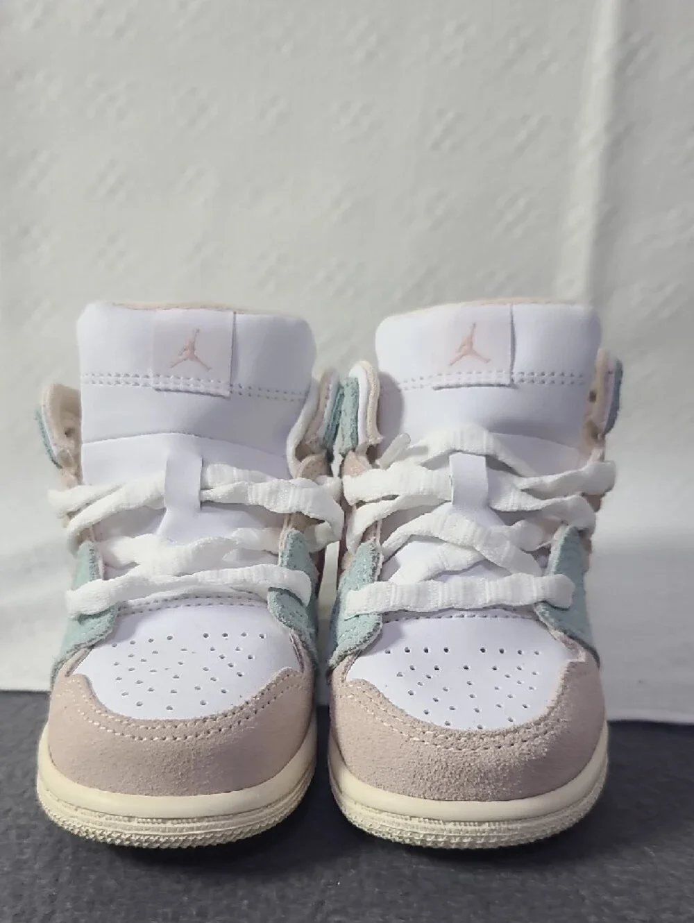 Jordan Kids Pastel Pink & Mint High-Top Sneakers Sz. 6C - Picture 2 of 7